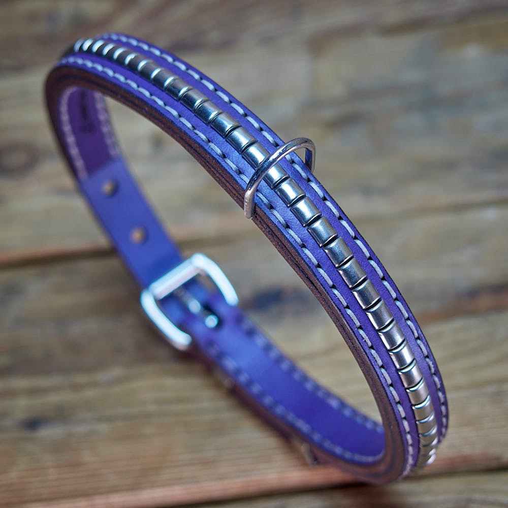 Django handmade classic leather dog collar