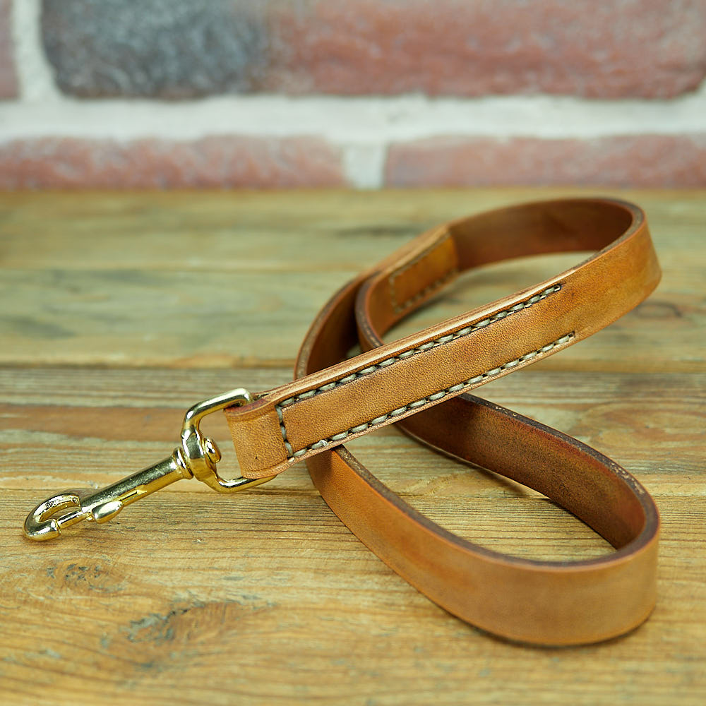 Smart Casual handmade leather dog lead with metal snap