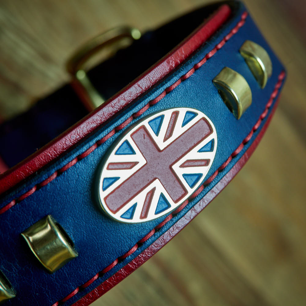 King’s Colours wide double-layer leather dog collar